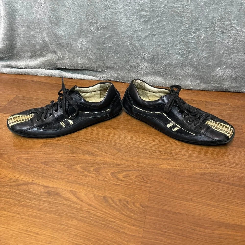 Vtg Steve Madden Mens Leather Flassh Loafer Sneaker 9.5 Snakeskin Cyber Y2K Alt